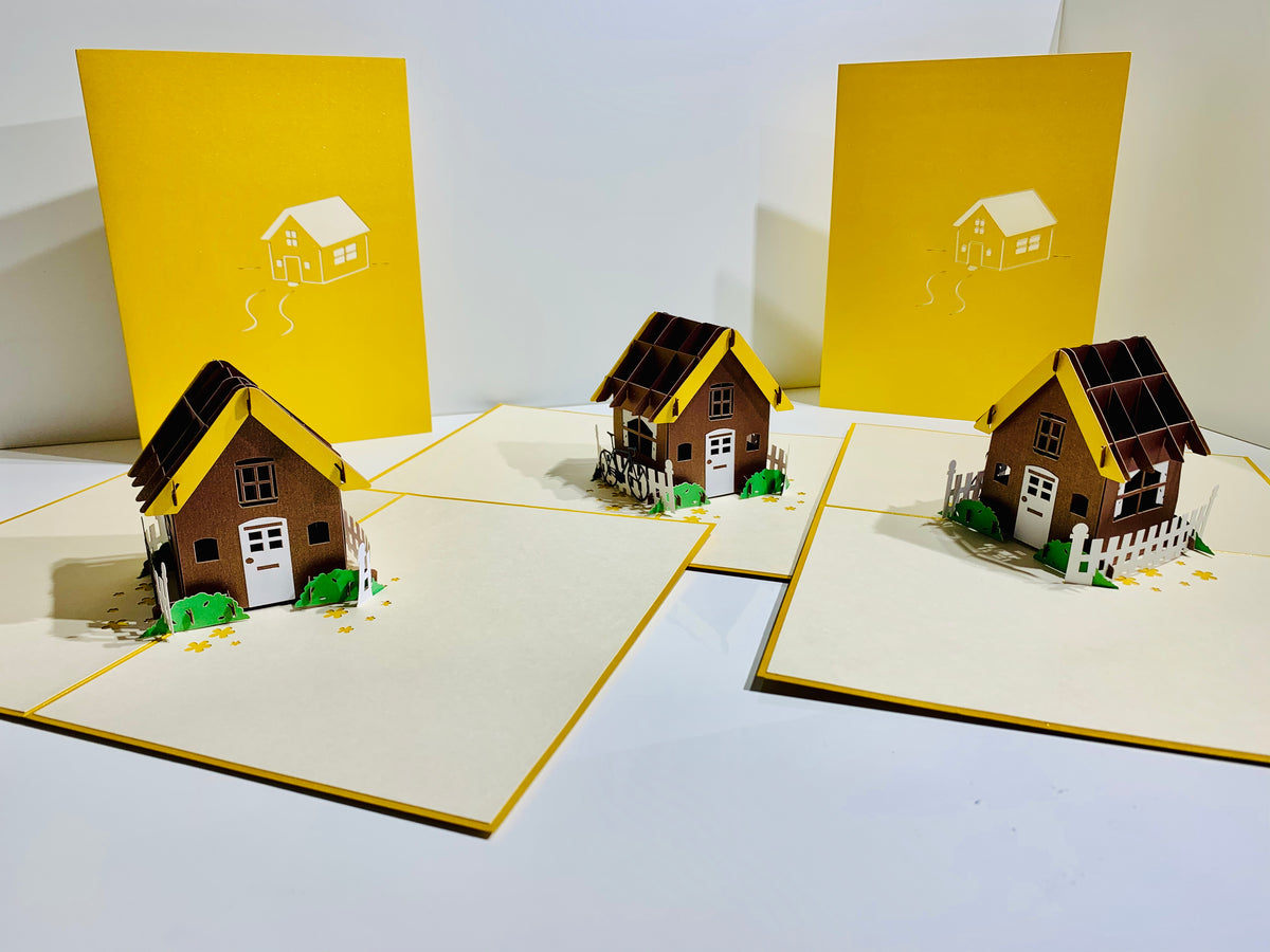 Golden House - Perfect for Housewarming - Origami Pop Cards 3D Pop Up Greeting Card Happy Birthday Thank You Handmade Gift Thinking of You Blank Card for Any Occasion Happy Mother's Day Australiana Celebrate the Beauty