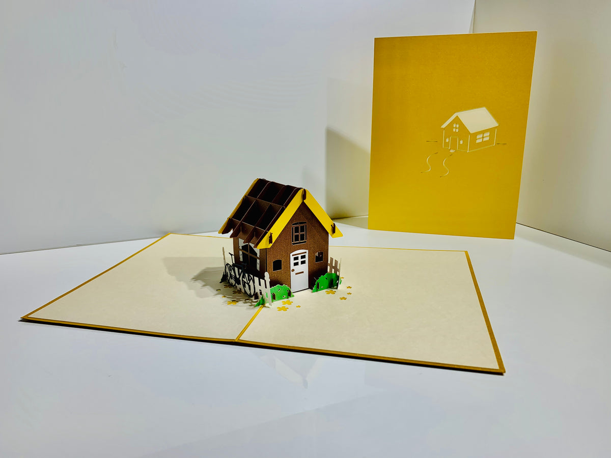 Golden House - Perfect for Housewarming - Origami Pop Cards 3D Pop Up Greeting Card Happy Birthday Thank You Handmade Gift Thinking of You Blank Card for Any Occasion Happy Mother's Day Australiana Celebrate the Beauty