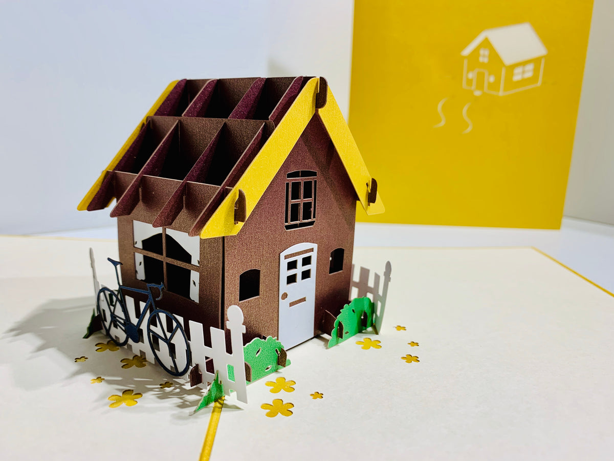 Golden House - Perfect for Housewarming - Origami Pop Cards 3D Pop Up Greeting Card Happy Birthday Thank You Handmade Gift Thinking of You Blank Card for Any Occasion Happy Mother's Day Australiana Celebrate the Beauty