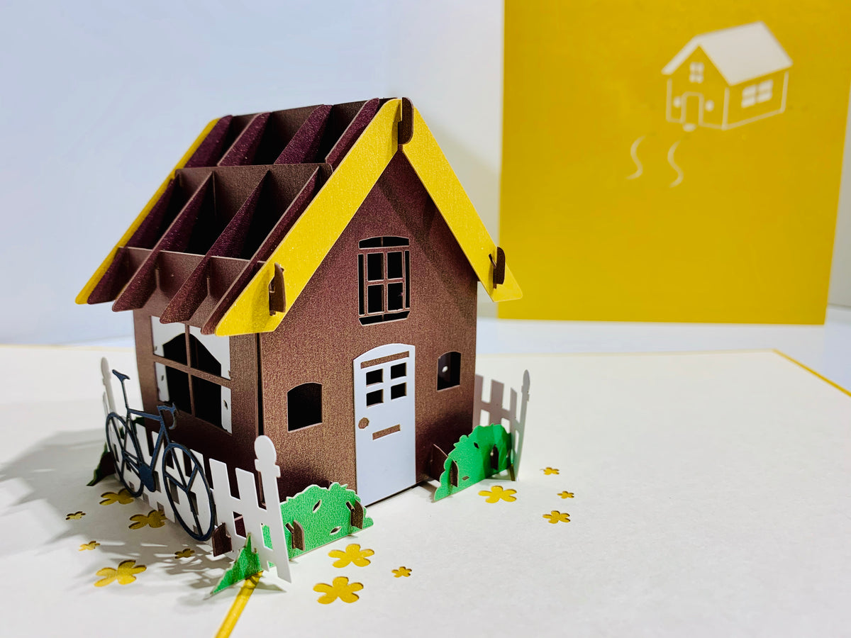 Golden House - Perfect for Housewarming - Origami Pop Cards 3D Pop Up Greeting Card Happy Birthday Thank You Handmade Gift Thinking of You Blank Card for Any Occasion Happy Mother's Day Australiana Celebrate the Beauty