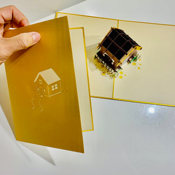 Golden House - Perfect for Housewarming - Origami Pop Cards 3D Pop Up Greeting Card Happy Birthday Thank You Handmade Gift Thinking of You Blank Card for Any Occasion Happy Mother's Day Australiana Celebrate the Beauty