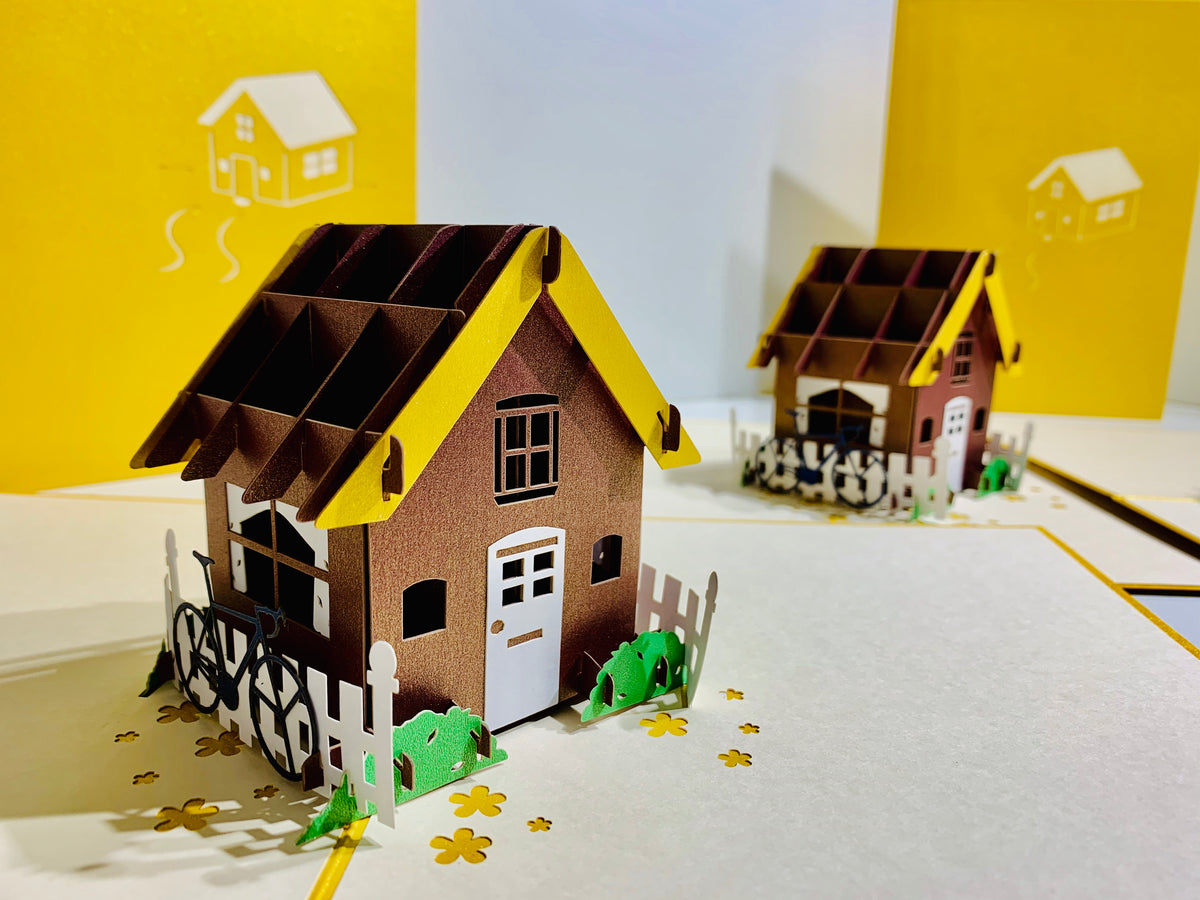Golden House - Perfect for Housewarming - Origami Pop Cards 3D Pop Up Greeting Card Happy Birthday Thank You Handmade Gift Thinking of You Blank Card for Any Occasion Happy Mother's Day Australiana Celebrate the Beauty