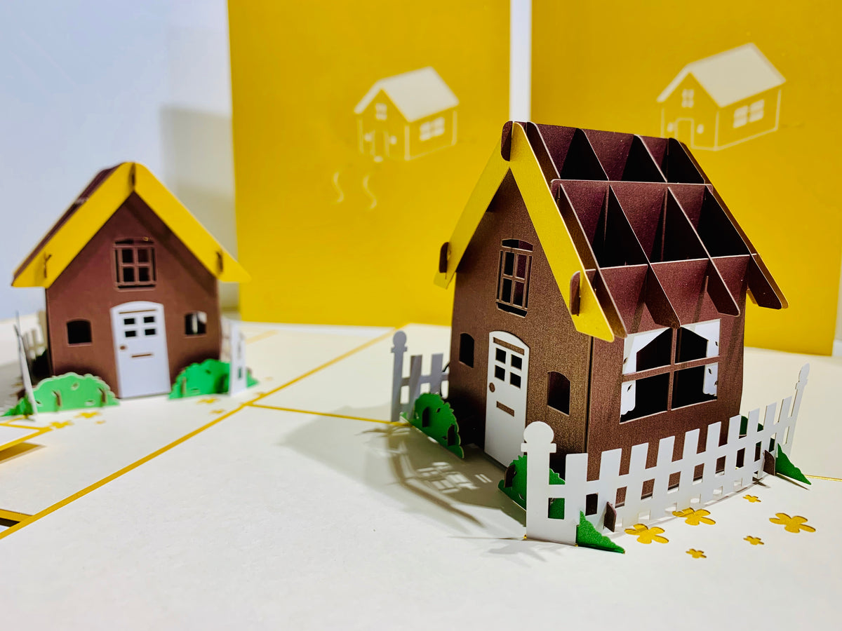 Golden House - Perfect for Housewarming - Origami Pop Cards 3D Pop Up Greeting Card Happy Birthday Thank You Handmade Gift Thinking of You Blank Card for Any Occasion Happy Mother's Day Australiana Celebrate the Beauty