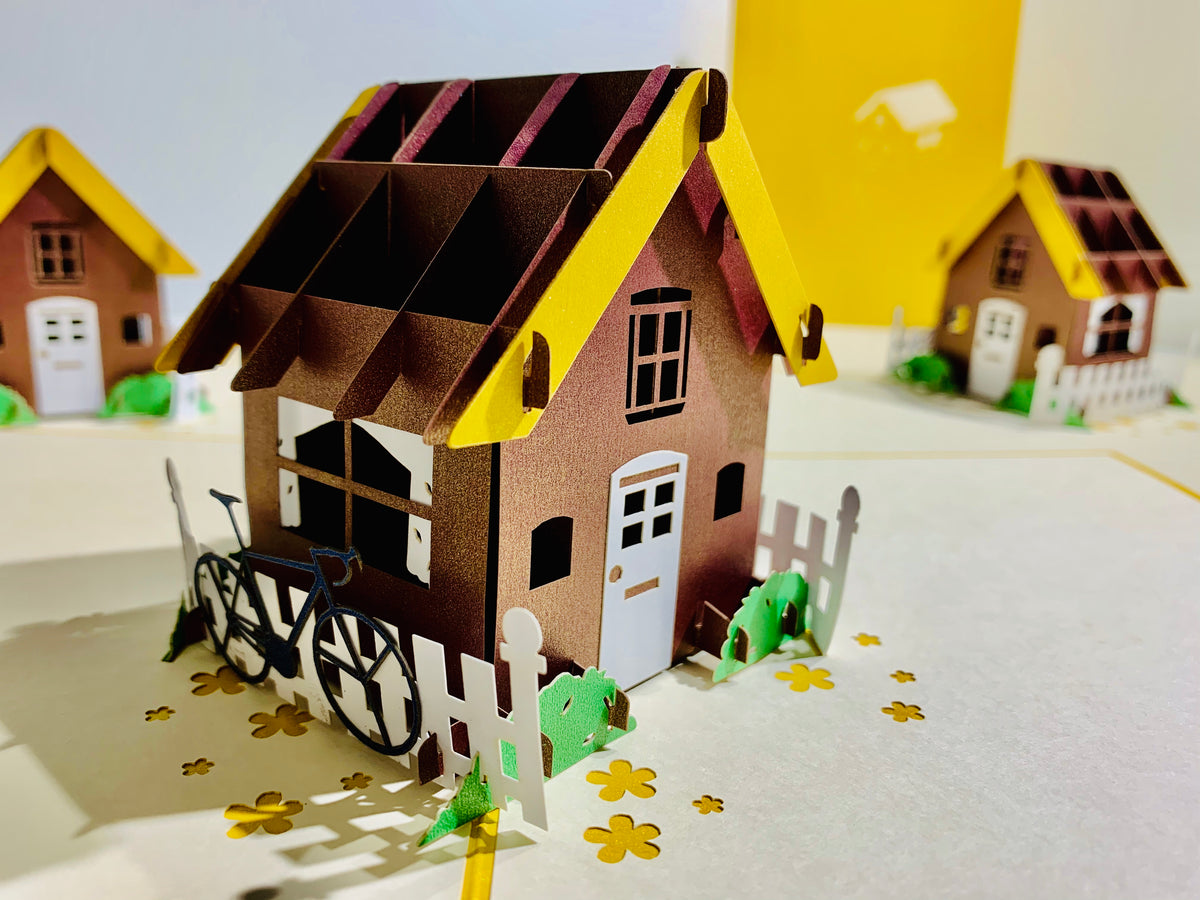 Golden House - Perfect for Housewarming - Origami Pop Cards 3D Pop Up Greeting Card Happy Birthday Thank You Handmade Gift Thinking of You Blank Card for Any Occasion Happy Mother's Day Australiana Celebrate the Beauty