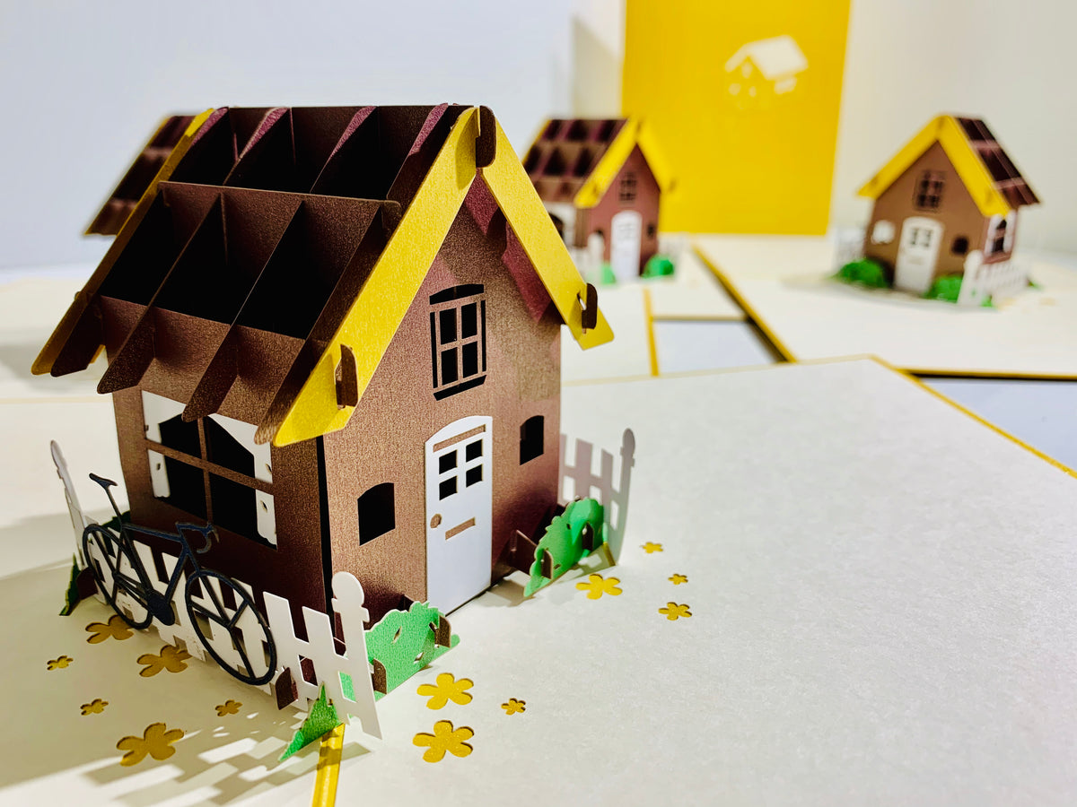 Golden House - Perfect for Housewarming - Origami Pop Cards 3D Pop Up Greeting Card Happy Birthday Thank You Handmade Gift Thinking of You Blank Card for Any Occasion Happy Mother's Day Australiana Celebrate the Beauty