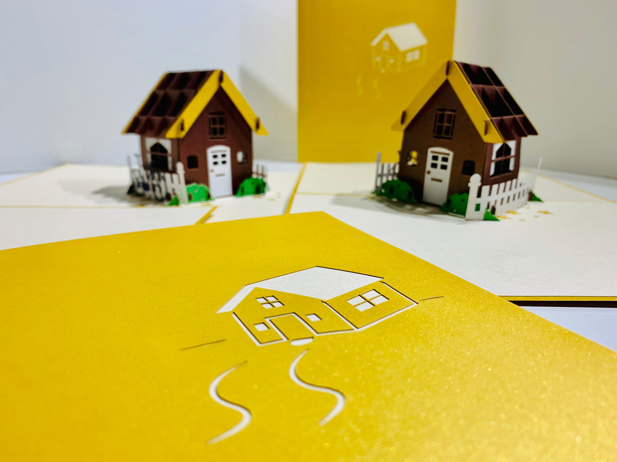 Golden House - Perfect for Housewarming - Origami Pop Cards 3D Pop Up Greeting Card Happy Birthday Thank You Handmade Gift Thinking of You Blank Card for Any Occasion Happy Mother's Day Australiana Celebrate the Beauty