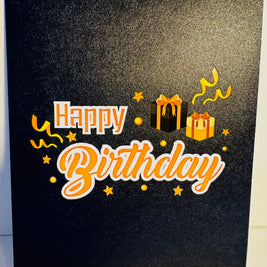Golden Happy Birthday with Presents Origami Pop Cards 3D Pop Up Greeting Card Thank You Handmade Gift Thinking of You Happy Birthday Occasion Australiana Celebrate the Beauty and Happiness During Special Day Best Wishes Gift