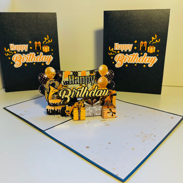 Golden Happy Birthday with Presents Origami Pop Cards 3D Pop Up Greeting Card Thank You Handmade Gift Thinking of You Happy Birthday Occasion Australiana Celebrate the Beauty and Happiness During Special Day Best Wishes Gift