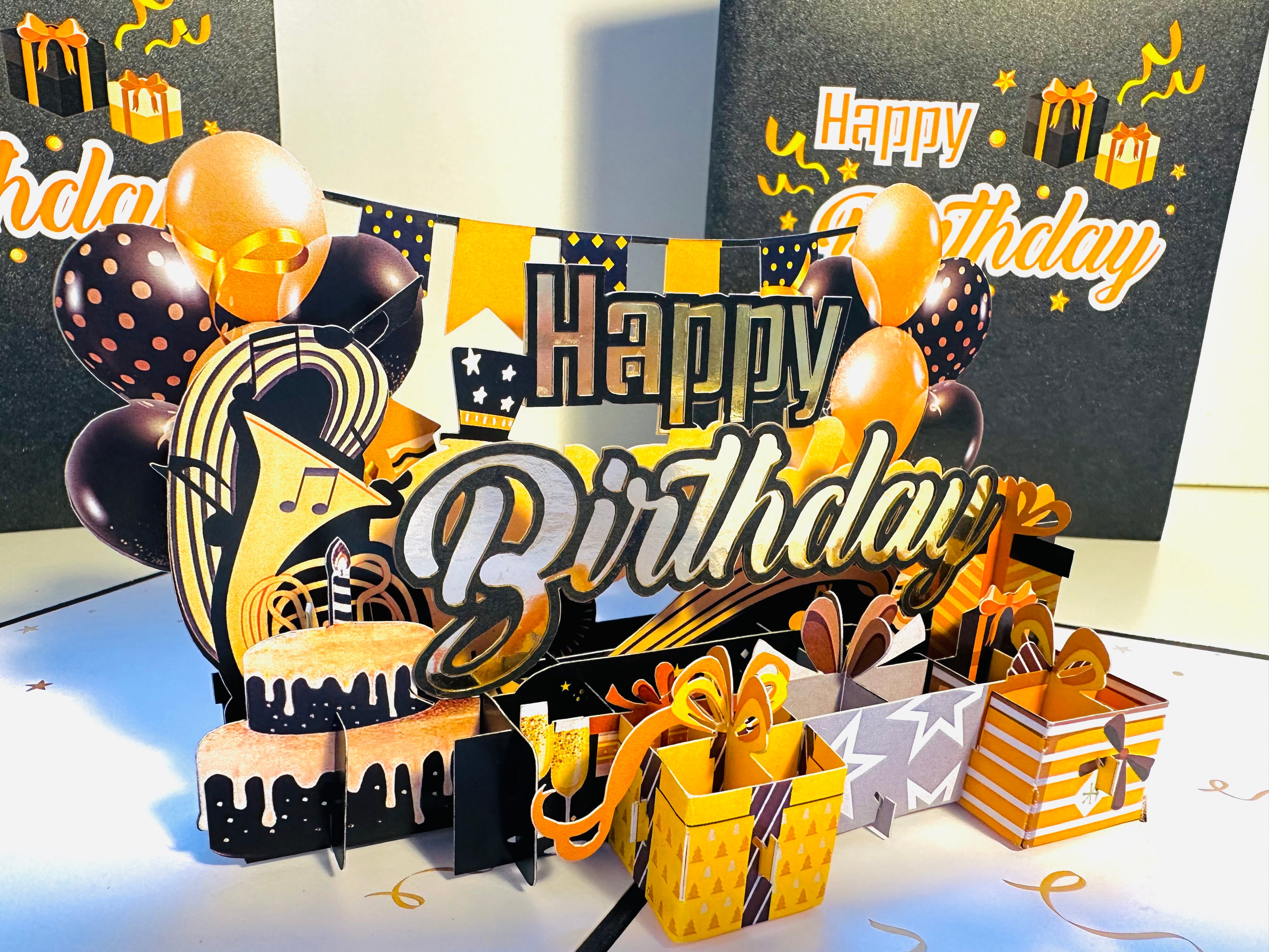 Golden Happy Birthday with Presents Origami Pop Cards 3D Pop Up Greeting Card Thank You Handmade Gift Thinking of You Happy Birthday Occasion Australiana Celebrate the Beauty and Happiness During Special Day Best Wishes Gift