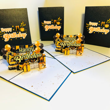 Golden Happy Birthday with Presents Origami Pop Cards 3D Pop Up Greeting Card Thank You Handmade Gift Thinking of You Happy Birthday Occasion Australiana Celebrate the Beauty and Happiness During Special Day Best Wishes Gift
