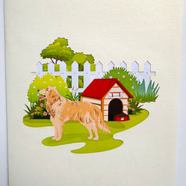 Golden Retriever Scottish Dog - Perfect for Dog Lovers Origami Pop Cards 3D Pop Up Greeting Card Happy Birthday Thank You Handmade Gift Thinking of You Blank Card for Any Occasion Happy Mother's Day Happy Father's Celebrate the Beauty of Animals