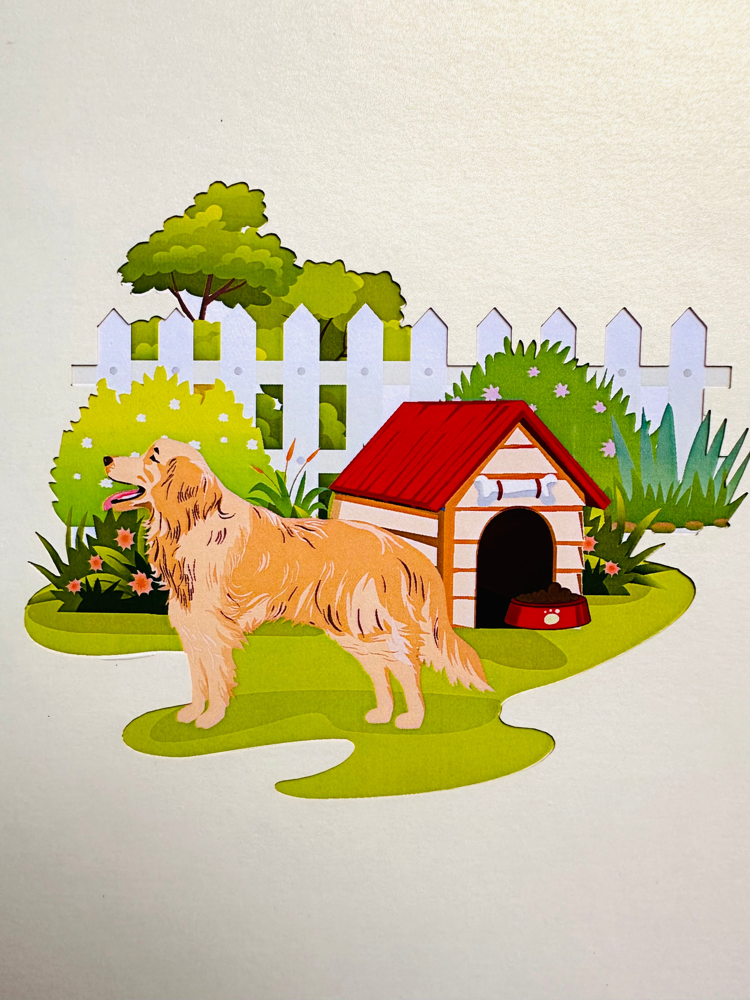 Golden Retriever Scottish Dog - Perfect for Dog Lovers Origami Pop Cards 3D Pop Up Greeting Card Happy Birthday Thank You Handmade Gift Thinking of You Blank Card for Any Occasion Happy Mother's Day Happy Father's Celebrate the Beauty of Animals