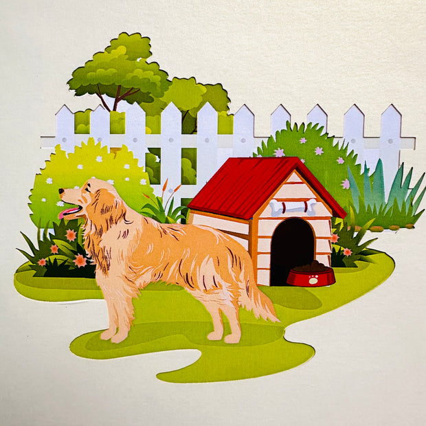 Golden Retriever Scottish Dog - Perfect for Dog Lovers Origami Pop Cards 3D Pop Up Greeting Card Happy Birthday Thank You Handmade Gift Thinking of You Blank Card for Any Occasion Happy Mother's Day Happy Father's Celebrate the Beauty of Animals