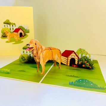 Golden Retriever Scottish Dog - Perfect for Dog Lovers Origami Pop Cards 3D Pop Up Greeting Card Happy Birthday Thank You Handmade Gift Thinking of You Blank Card for Any Occasion Happy Mother's Day Happy Father's Celebrate the Beauty of Animals