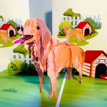 Golden Retriever Scottish Dog - Perfect for Dog Lovers Origami Pop Cards 3D Pop Up Greeting Card Happy Birthday Thank You Handmade Gift Thinking of You Blank Card for Any Occasion Happy Mother's Day Happy Father's Celebrate the Beauty of Animals