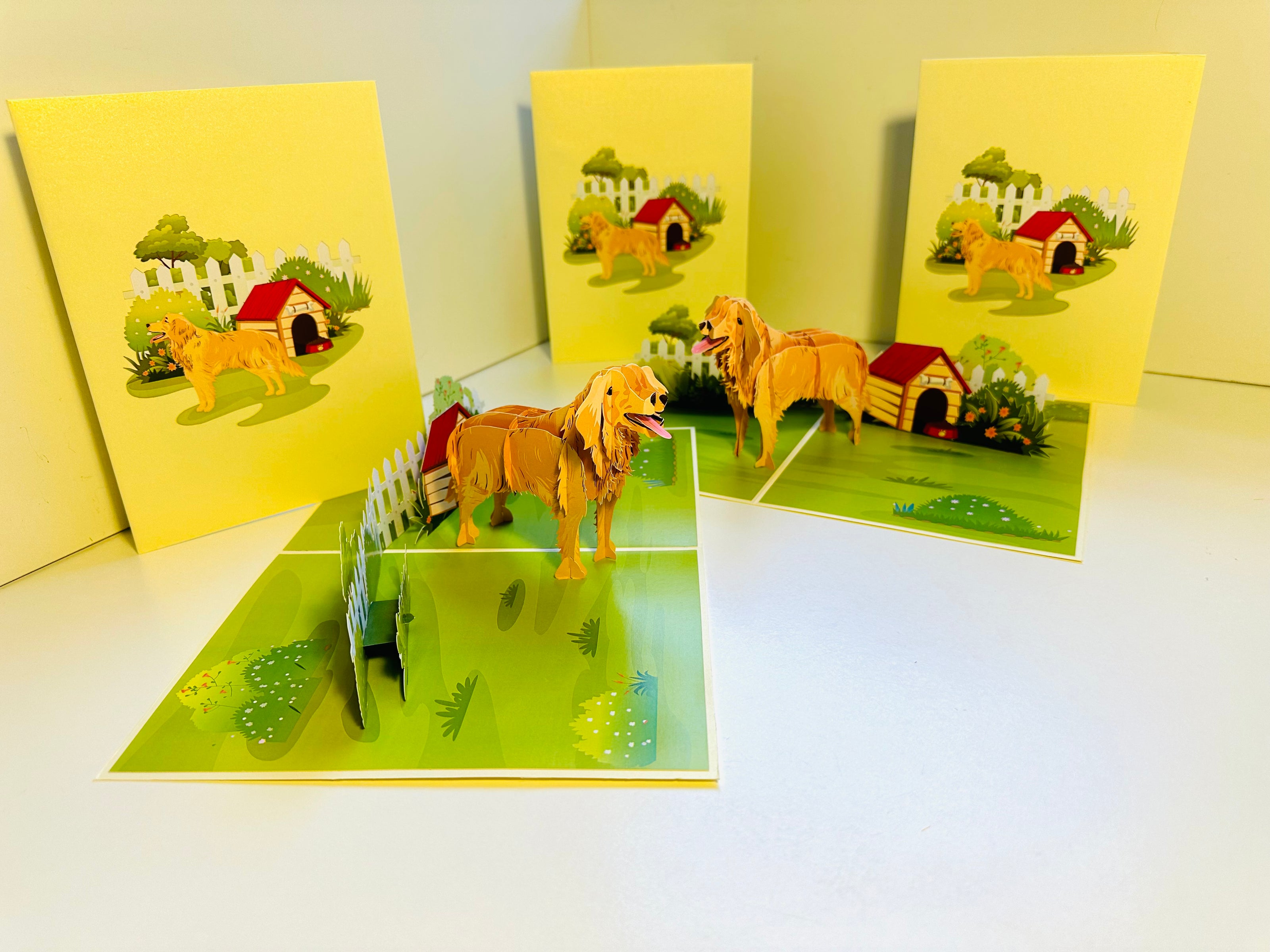 Golden Retriever Scottish Dog - Perfect for Dog Lovers Origami Pop Cards 3D Pop Up Greeting Card Happy Birthday Thank You Handmade Gift Thinking of You Blank Card for Any Occasion Happy Mother's Day Happy Father's Celebrate the Beauty of Animals