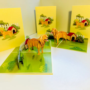 Golden Retriever Scottish Dog - Perfect for Dog Lovers Origami Pop Cards 3D Pop Up Greeting Card Happy Birthday Thank You Handmade Gift Thinking of You Blank Card for Any Occasion Happy Mother's Day Happy Father's Celebrate the Beauty of Animals
