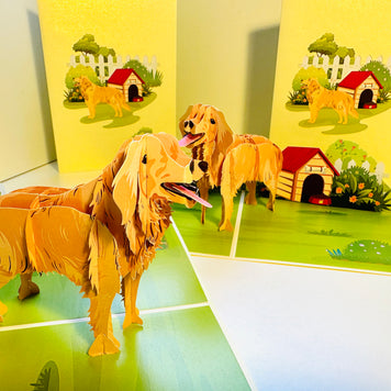 Golden Retriever Scottish Dog - Perfect for Dog Lovers Origami Pop Cards 3D Pop Up Greeting Card Happy Birthday Thank You Handmade Gift Thinking of You Blank Card for Any Occasion Happy Mother's Day Happy Father's Celebrate the Beauty of Animals