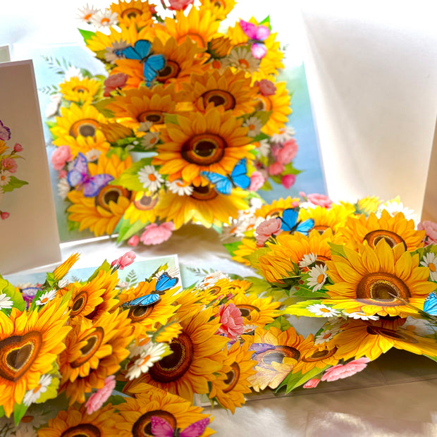 Golden Sunflower Garden with Butterflies Origami Pop Cards 3D Pop Up Greeting Card Happy Birthday Thank You Handmade Gift Thinking of You Blank Card for Any Occasion Happy Mother's Day Happy Father's Australiana Celebrate the Beauty of Autumn Flowe