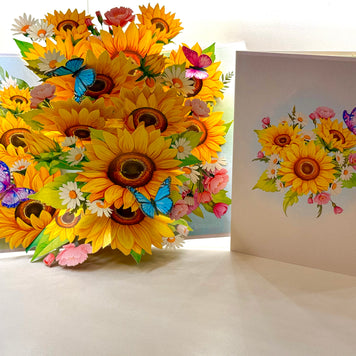 Golden Sunflower Garden with Butterflies Origami Pop Cards 3D Pop Up Greeting Card Happy Birthday Thank You Handmade Gift Thinking of You Blank Card for Any Occasion Happy Mother's Day Happy Father's Australiana Celebrate the Beauty of Autumn Flowe