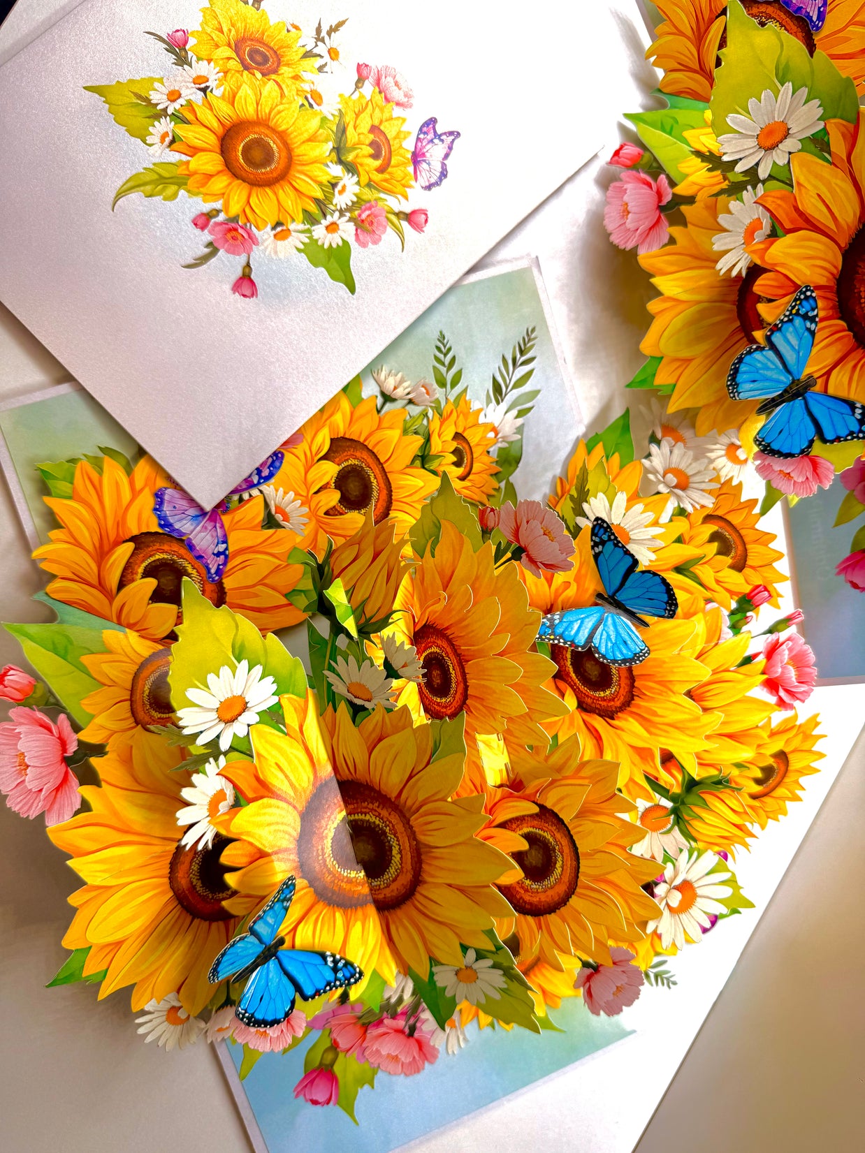 Golden Sunflower Garden with Butterflies Origami Pop Cards 3D Pop Up Greeting Card Happy Birthday Thank You Handmade Gift Thinking of You Blank Card for Any Occasion Happy Mother's Day Happy Father's Australiana Celebrate the Beauty of Autumn Flowe