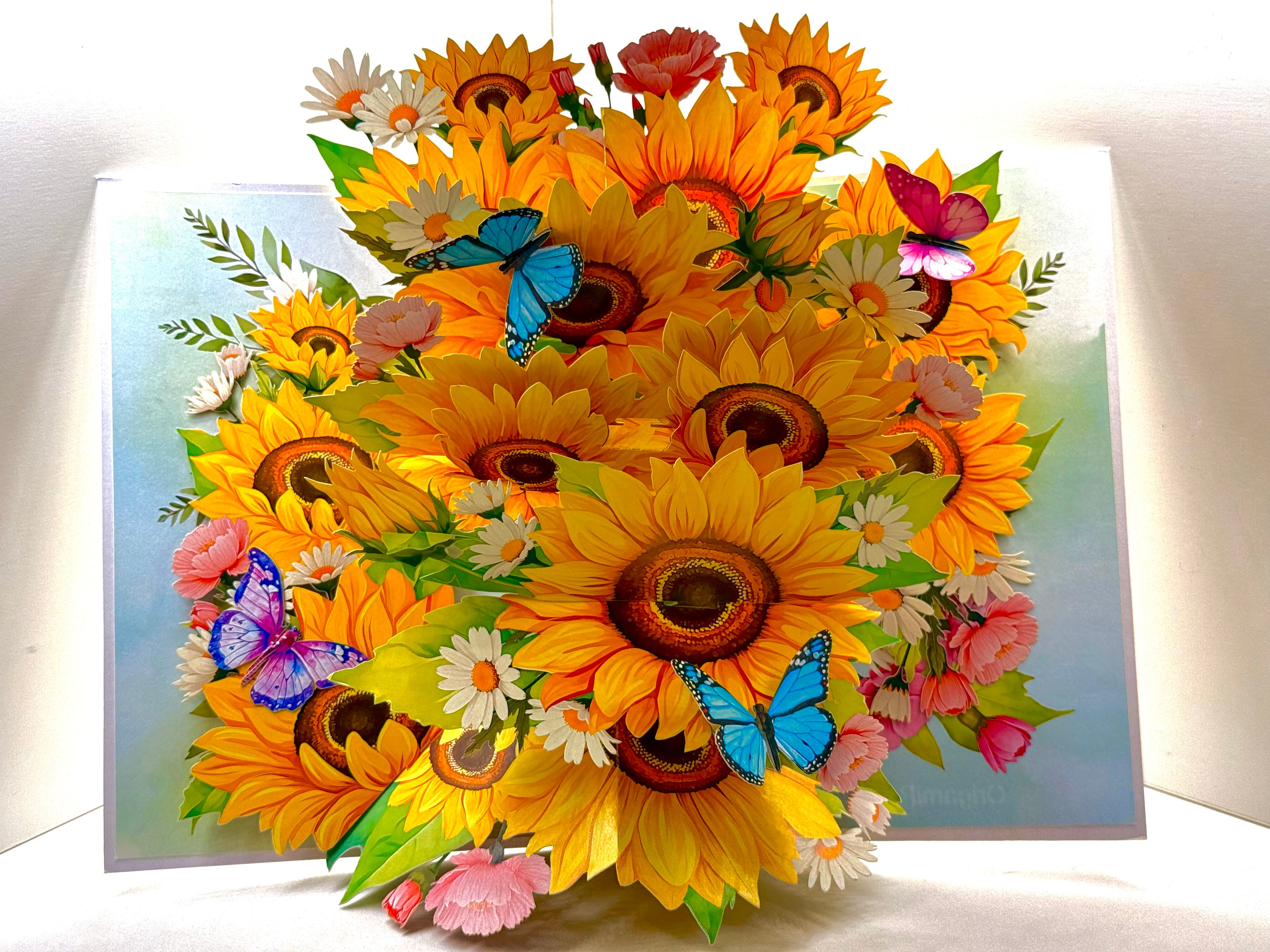 Golden Sunflower Garden with Butterflies Origami Pop Cards 3D Pop Up Greeting Card Happy Birthday Thank You Handmade Gift Thinking of You Blank Card for Any Occasion Happy Mother's Day Happy Father's Australiana Celebrate the Beauty of Autumn Flowe