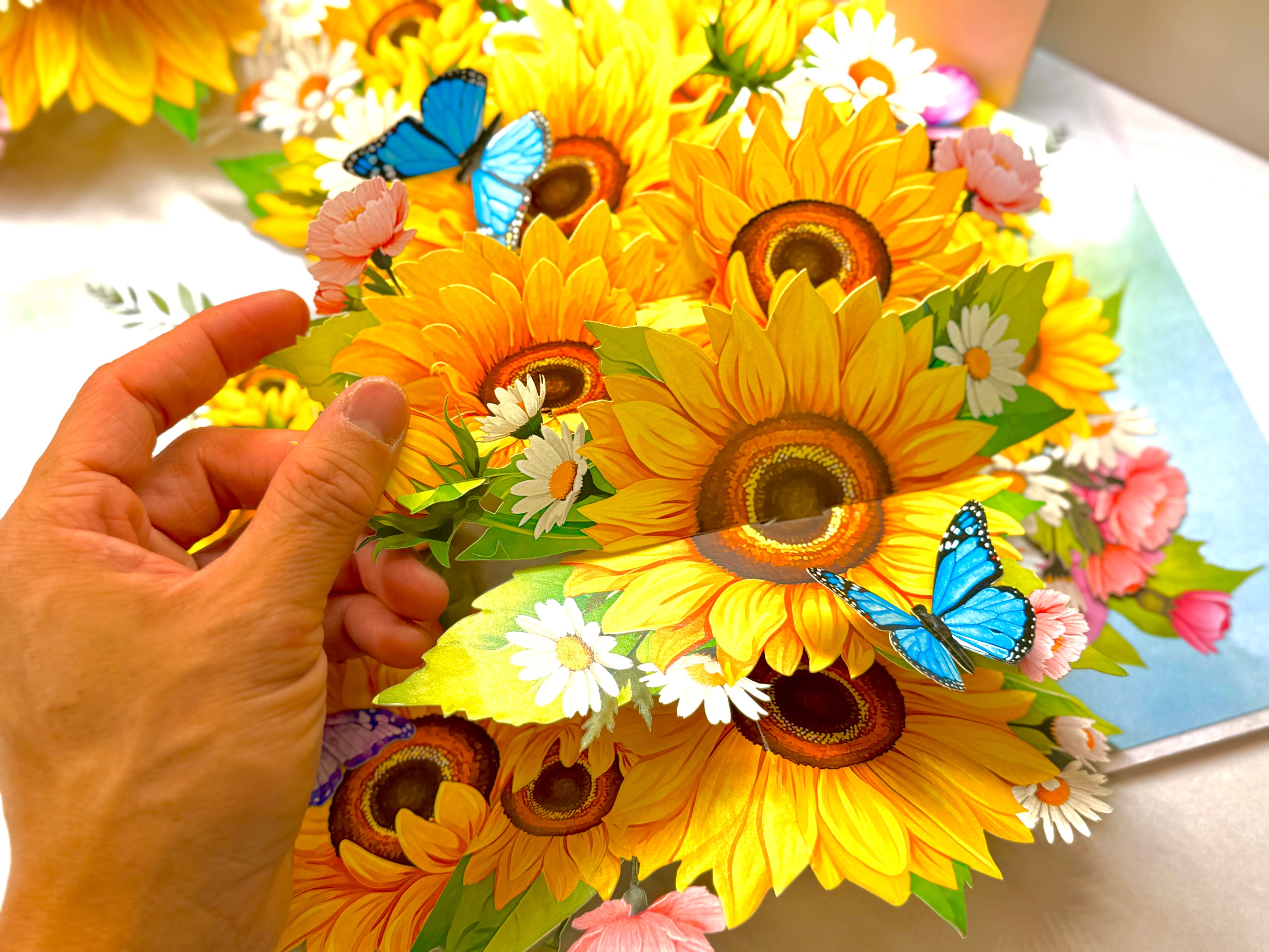 Golden Sunflower Garden with Butterflies Origami Pop Cards 3D Pop Up Greeting Card Happy Birthday Thank You Handmade Gift Thinking of You Blank Card for Any Occasion Happy Mother's Day Happy Father's Australiana Celebrate the Beauty of Autumn Flowe