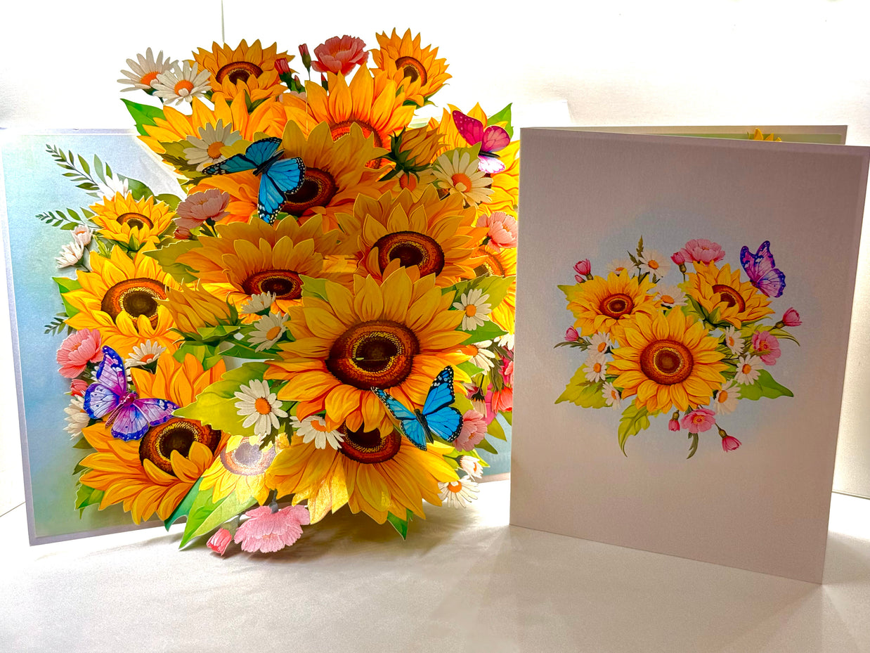 Golden Sunflower Garden with Butterflies Origami Pop Cards 3D Pop Up Greeting Card Happy Birthday Thank You Handmade Gift Thinking of You Blank Card for Any Occasion Happy Mother's Day Happy Father's Australiana Celebrate the Beauty of Autumn Flowe