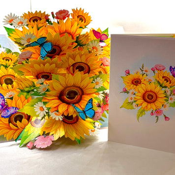Golden Sunflower Garden with Butterflies Origami Pop Cards 3D Pop Up Greeting Card Happy Birthday Thank You Handmade Gift Thinking of You Blank Card for Any Occasion Happy Mother's Day Happy Father's Australiana Celebrate the Beauty of Autumn Flowe