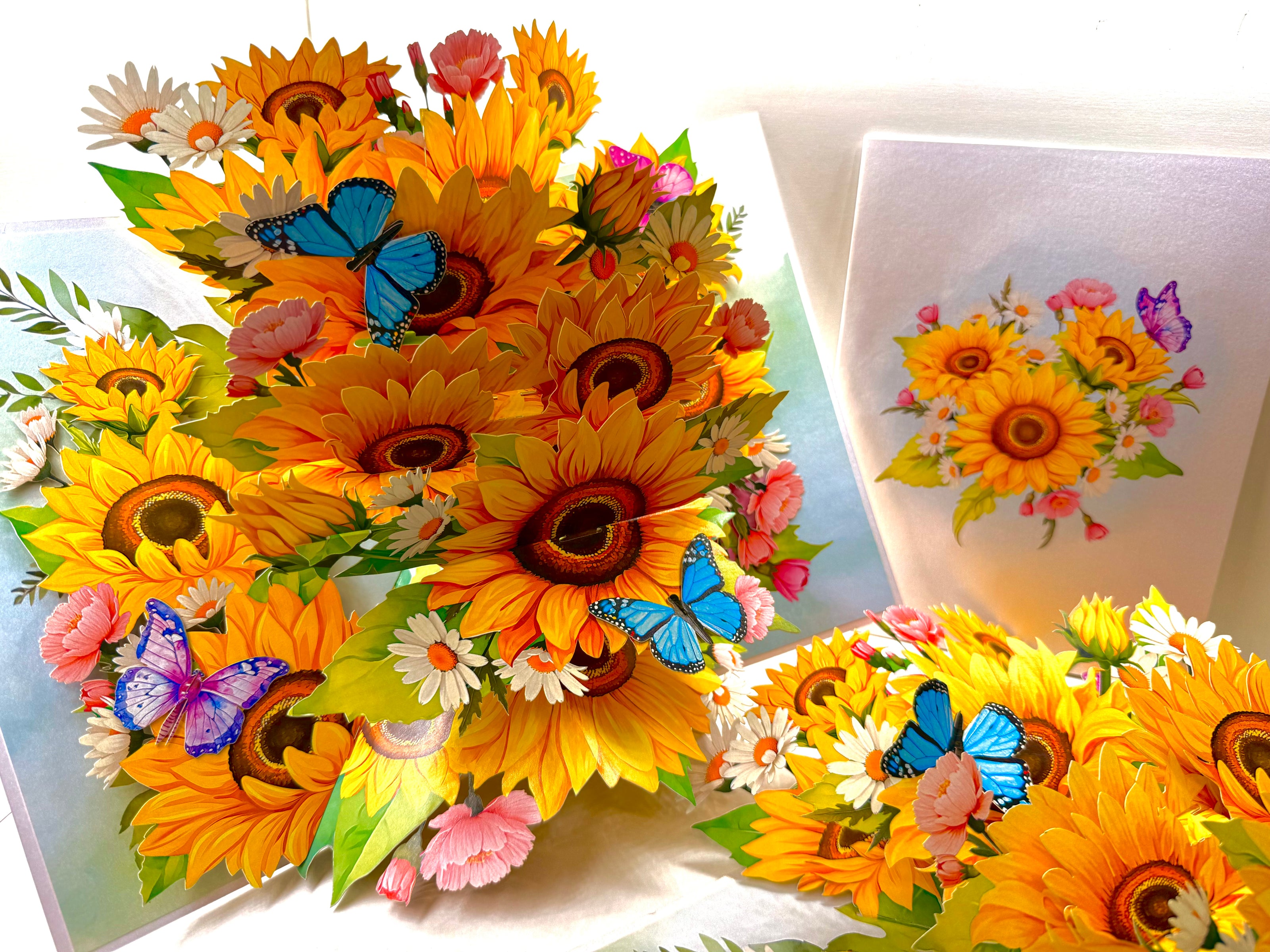 Golden Sunflower Garden with Butterflies Origami Pop Cards 3D Pop Up Greeting Card Happy Birthday Thank You Handmade Gift Thinking of You Blank Card for Any Occasion Happy Mother's Day Happy Father's Australiana Celebrate the Beauty of Autumn Flowe