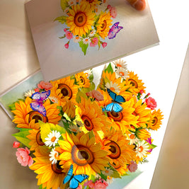 Golden Sunflower Garden with Butterflies Origami Pop Cards 3D Pop Up Greeting Card Happy Birthday Thank You Handmade Gift Thinking of You Blank Card for Any Occasion Happy Mother's Day Happy Father's Australiana Celebrate the Beauty of Autumn Flowe