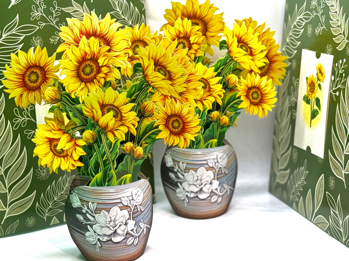 Golden Sunflower 3D Pop-Up Flower Bouquet Origami Pop Cards 3D Pop Up Greeting Card Happy Birthday Thank You Handmade Gift Thinking of You Blank Card for Any Occasion Happy Mother's Day Happy Father's Australiana Celebrate