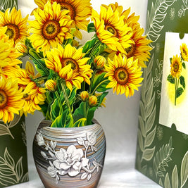 Golden Sunflower 3D Pop-Up Flower Bouquet Origami Pop Cards 3D Pop Up Greeting Card Happy Birthday Thank You Handmade Gift Thinking of You Blank Card for Any Occasion Happy Mother's Day Happy Father's Australiana Celebrate