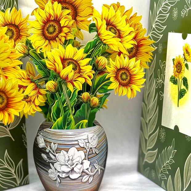 Golden Sunflower 3D Pop-Up Flower Bouquet Origami Pop Cards 3D Pop Up Greeting Card Happy Birthday Thank You Handmade Gift Thinking of You Blank Card for Any Occasion Happy Mother's Day Happy Father's Australiana Celebrate