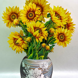 Golden Sunflower 3D Pop-Up Flower Bouquet Origami Pop Cards 3D Pop Up Greeting Card Happy Birthday Thank You Handmade Gift Thinking of You Blank Card for Any Occasion Happy Mother's Day Happy Father's Australiana Celebrate