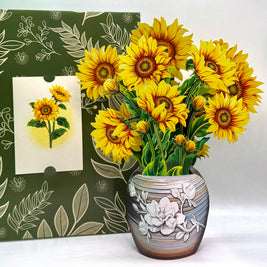 Golden Sunflower 3D Pop-Up Flower Bouquet Origami Pop Cards 3D Pop Up Greeting Card Happy Birthday Thank You Handmade Gift Thinking of You Blank Card for Any Occasion Happy Mother's Day Happy Father's Australiana Celebrate