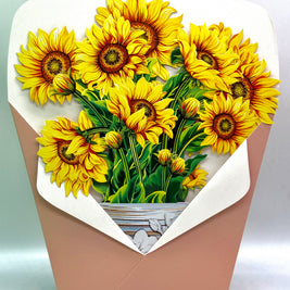 Golden Sunflower 3D Pop-Up Flower Bouquet Origami Pop Cards 3D Pop Up Greeting Card Happy Birthday Thank You Handmade Gift Thinking of You Blank Card for Any Occasion Happy Mother's Day Happy Father's Australiana Celebrate