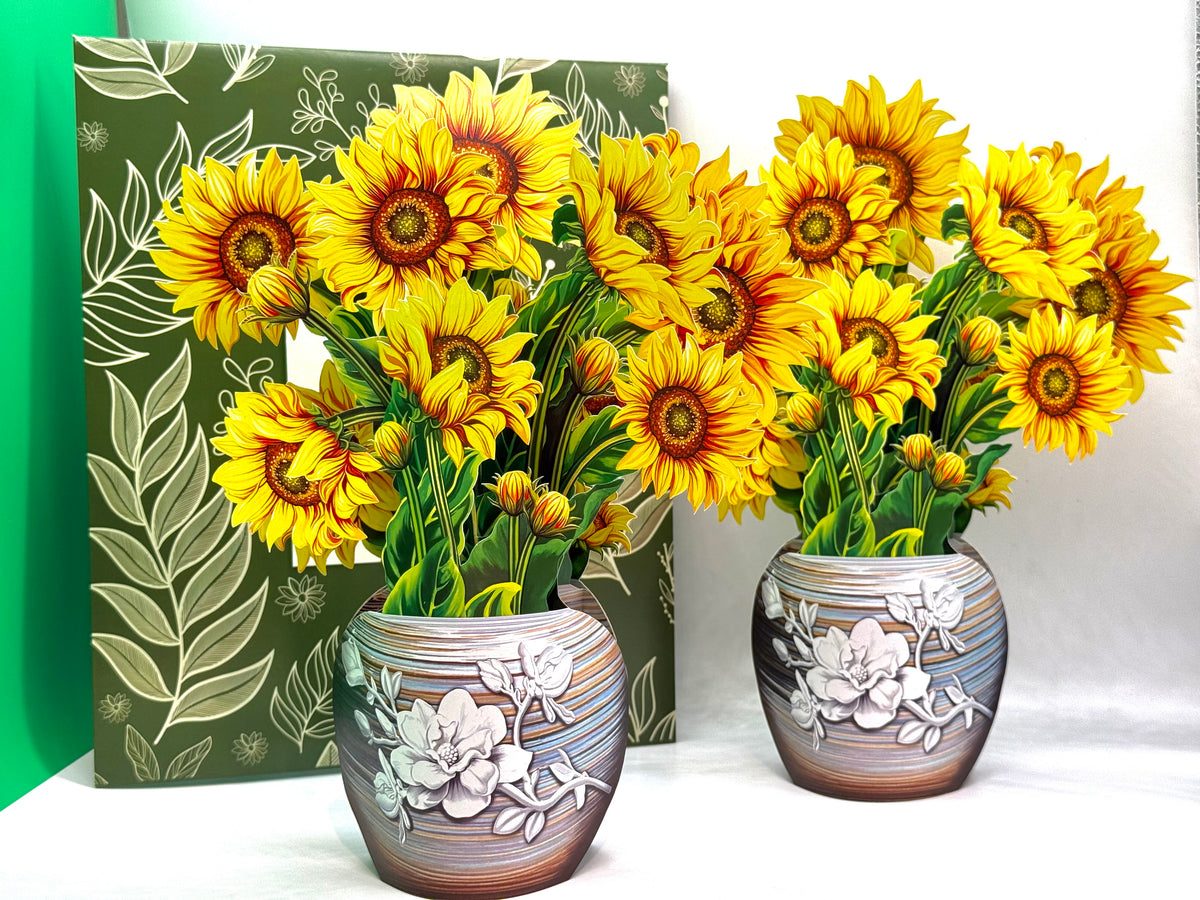 Golden Sunflower 3D Pop-Up Flower Bouquet Origami Pop Cards 3D Pop Up Greeting Card Happy Birthday Thank You Handmade Gift Thinking of You Blank Card for Any Occasion Happy Mother's Day Happy Father's Australiana Celebrate