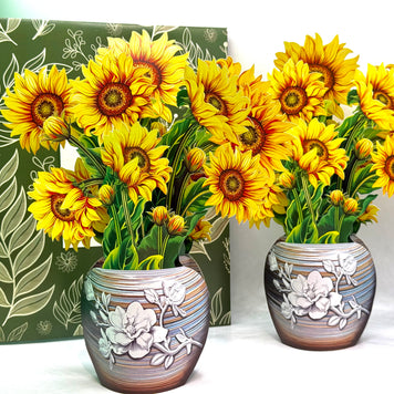 Golden Sunflower 3D Pop-Up Flower Bouquet Origami Pop Cards 3D Pop Up Greeting Card Happy Birthday Thank You Handmade Gift Thinking of You Blank Card for Any Occasion Happy Mother's Day Happy Father's Australiana Celebrate