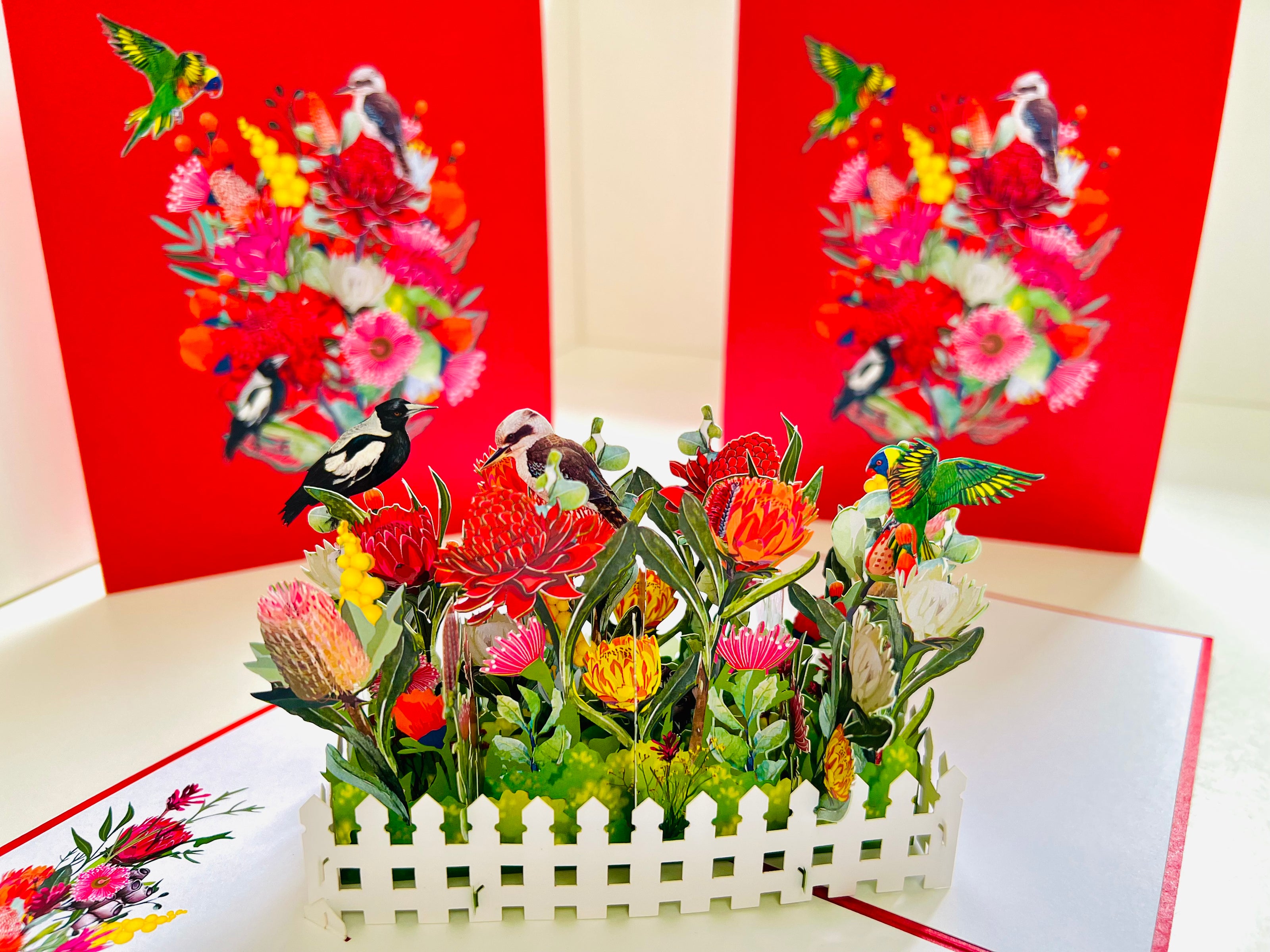 Gorgeous Australian Native Garden & Birds Origami Pop Cards 3D Pop Up Greeting Card Celebrate Happy Birthday Thank You Handmade Best Wishes Gift Thinking of You Blank Card for Any Occasion Happy Mother's Day Happy Father's Day Australiana