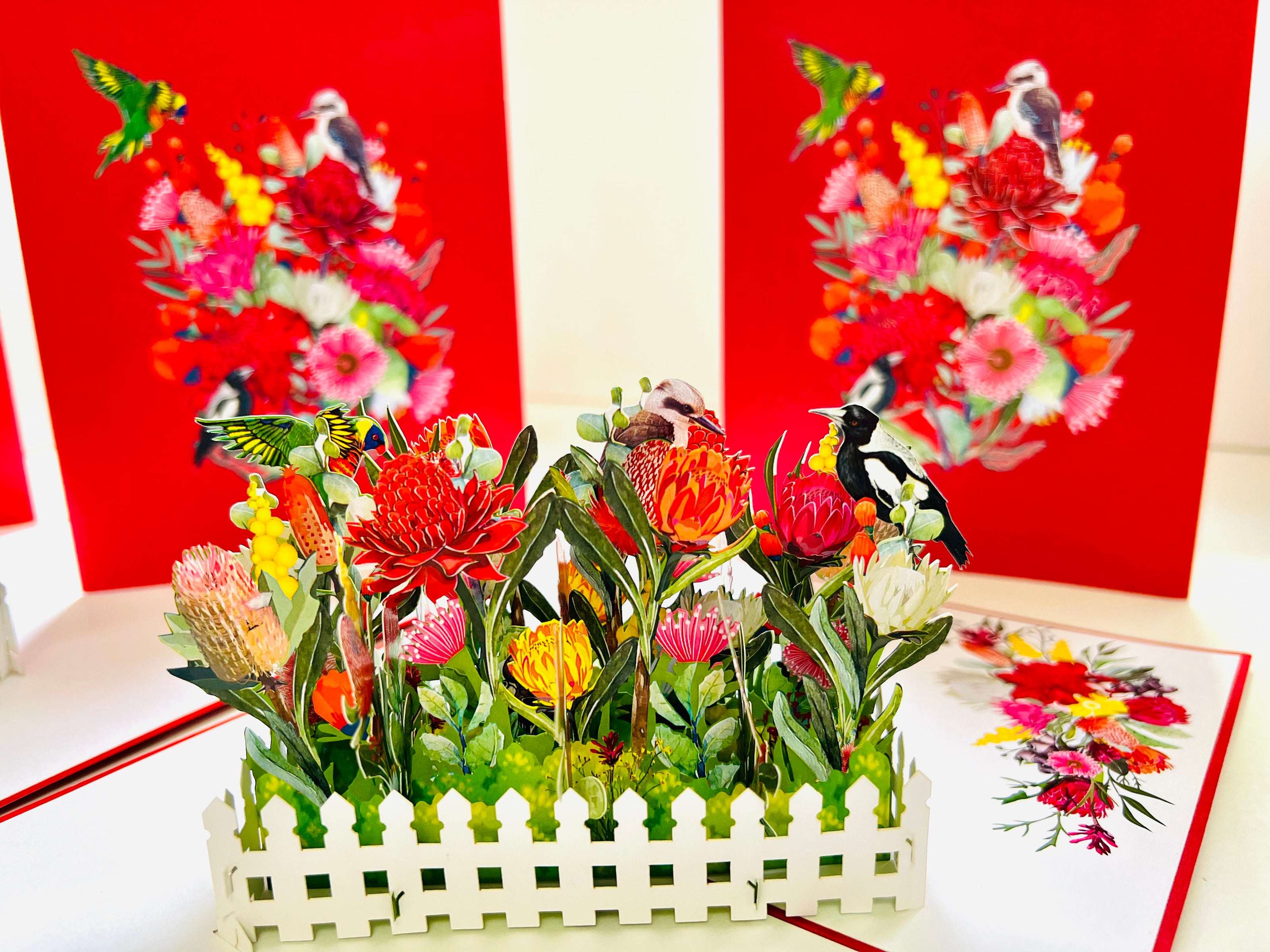 Gorgeous Australian Native Garden & Birds Origami Pop Cards 3D Pop Up Greeting Card Celebrate Happy Birthday Thank You Handmade Best Wishes Gift Thinking of You Blank Card for Any Occasion Happy Mother's Day Happy Father's Day Australiana