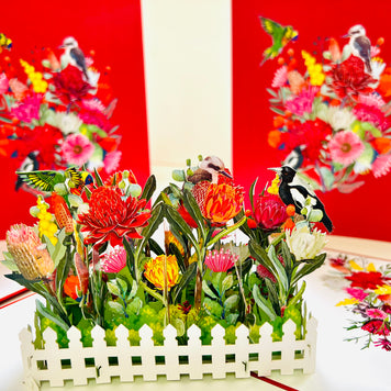 Gorgeous Australian Native Garden & Birds Origami Pop Cards 3D Pop Up Greeting Card Celebrate Happy Birthday Thank You Handmade Best Wishes Gift Thinking of You Blank Card for Any Occasion Happy Mother's Day Happy Father's Day Australiana