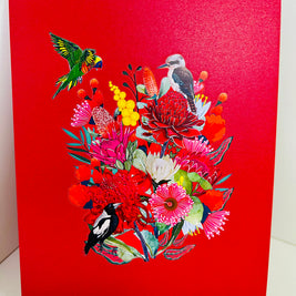 Gorgeous Australian Native Garden & Birds Origami Pop Cards 3D Pop Up Greeting Card Celebrate Happy Birthday Thank You Handmade Best Wishes Gift Thinking of You Blank Card for Any Occasion Happy Mother's Day Happy Father's Day Australiana
