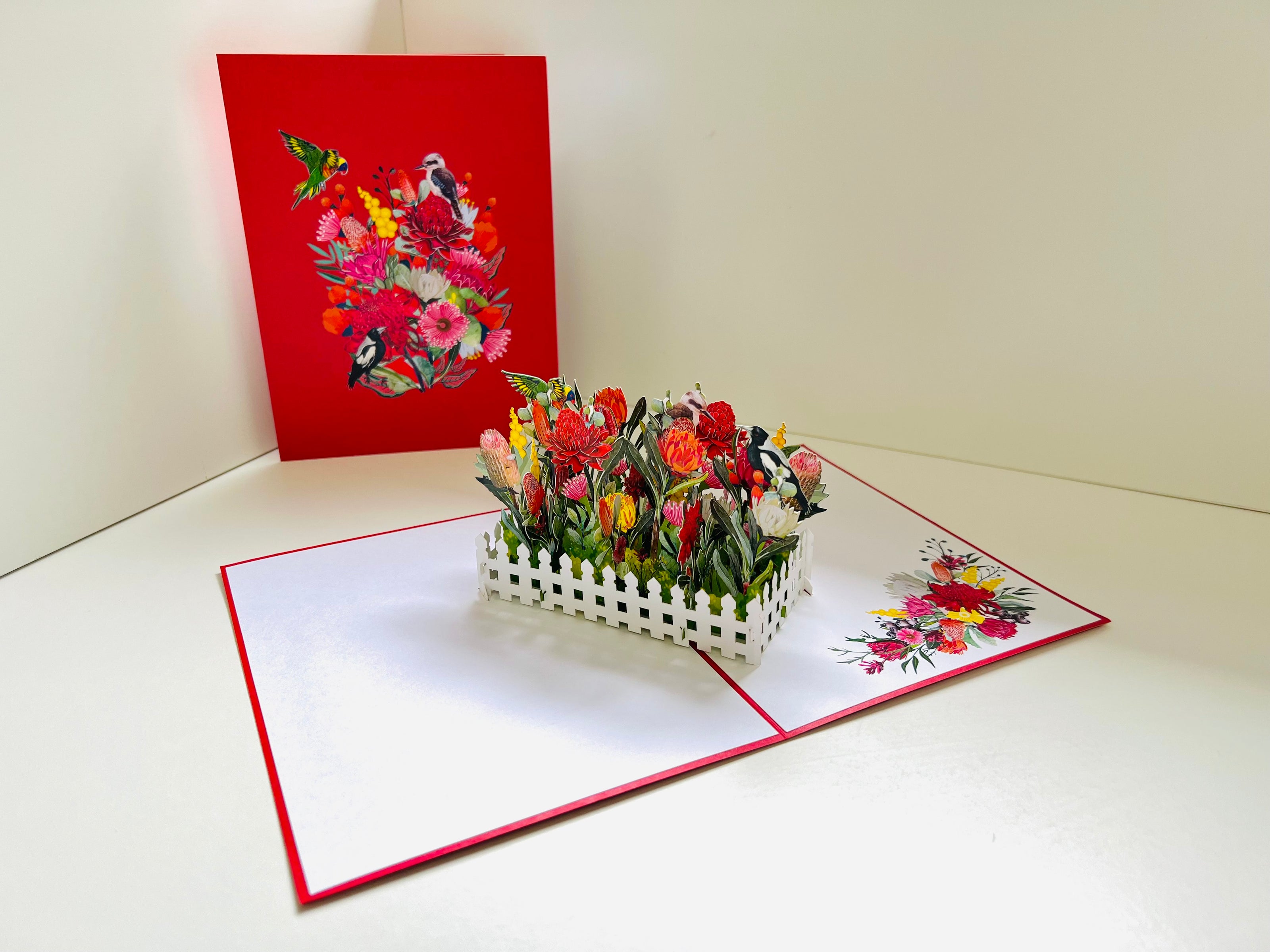 Gorgeous Australian Native Garden & Birds Origami Pop Cards 3D Pop Up Greeting Card Celebrate Happy Birthday Thank You Handmade Best Wishes Gift Thinking of You Blank Card for Any Occasion Happy Mother's Day Happy Father's Day Australiana