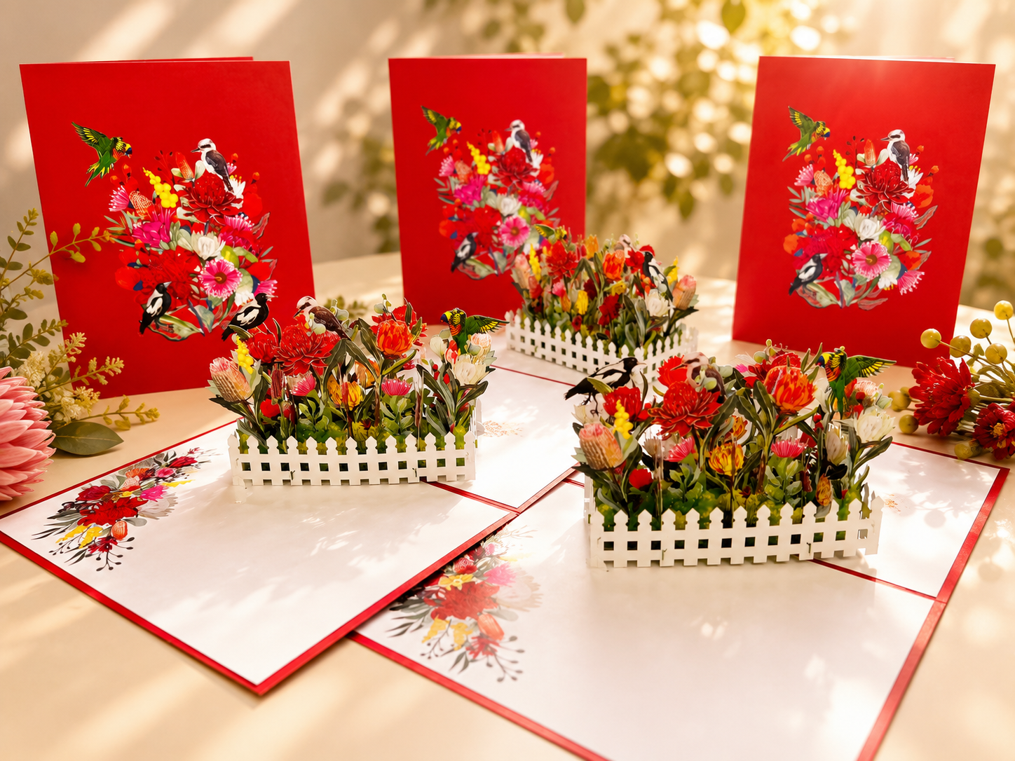 Gorgeous Australian Native Garden & Birds Origami Pop Cards 3D Pop Up Greeting Card Celebrate Happy Birthday Thank You Handmade Best Wishes Gift Thinking of You Blank Card for Any Occasion Happy Mother's Day Happy Father's Day Australiana