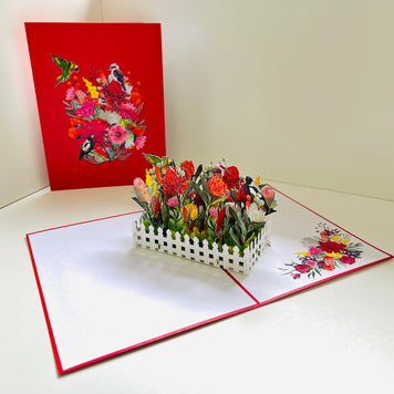 Gorgeous Australian Native Garden & Birds Origami Pop Cards 3D Pop Up Greeting Card Celebrate Happy Birthday Thank You Handmade Best Wishes Gift Thinking of You Blank Card for Any Occasion Happy Mother's Day Happy Father's Day Australiana