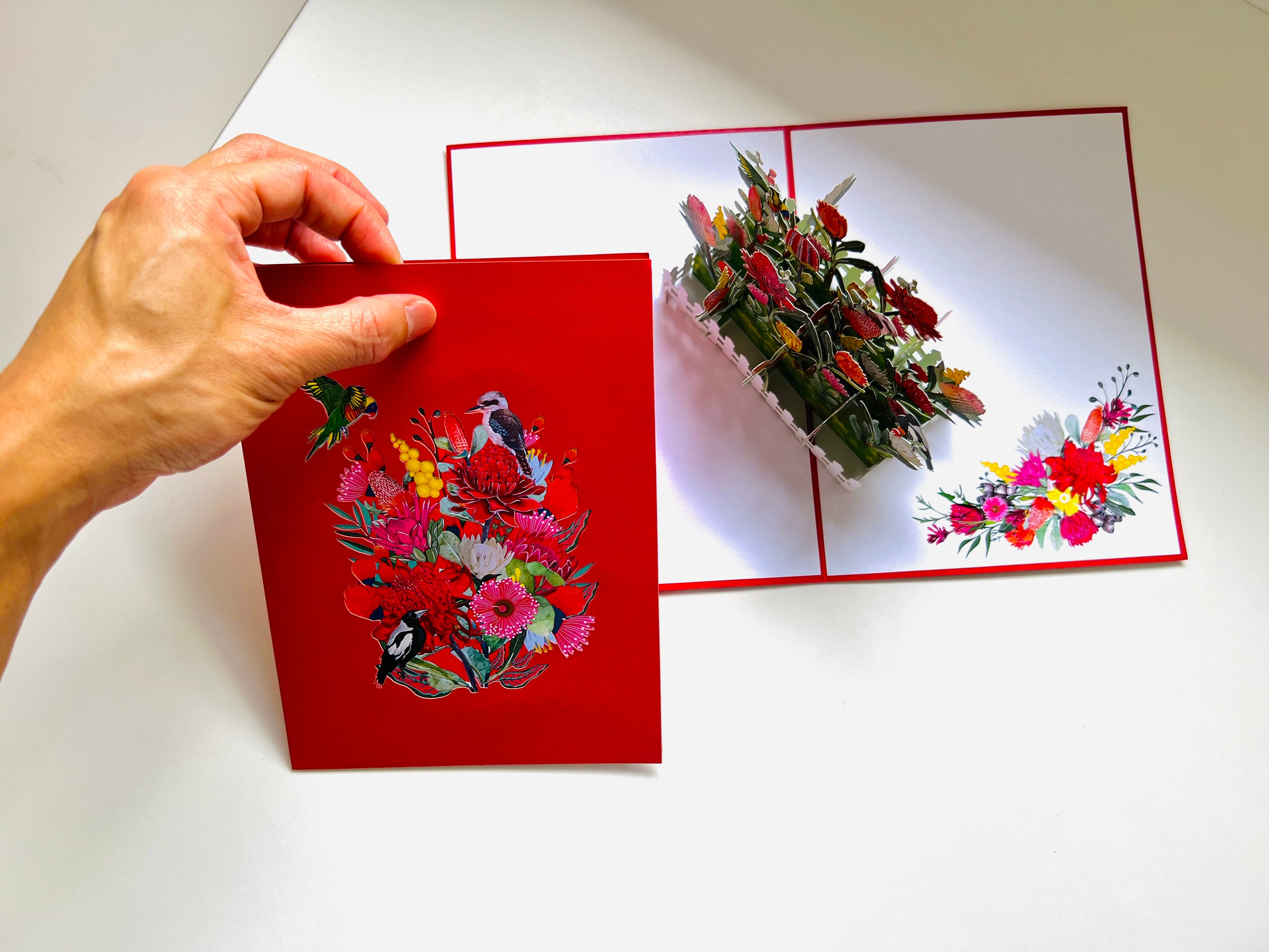 Gorgeous Australian Native Garden & Birds Origami Pop Cards 3D Pop Up Greeting Card Celebrate Happy Birthday Thank You Handmade Best Wishes Gift Thinking of You Blank Card for Any Occasion Happy Mother's Day Happy Father's Day Australiana