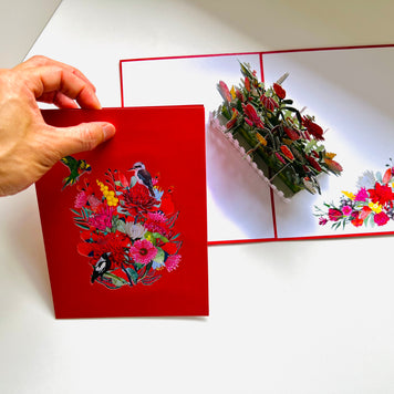 Gorgeous Australian Native Garden & Birds Origami Pop Cards 3D Pop Up Greeting Card Celebrate Happy Birthday Thank You Handmade Best Wishes Gift Thinking of You Blank Card for Any Occasion Happy Mother's Day Happy Father's Day Australiana