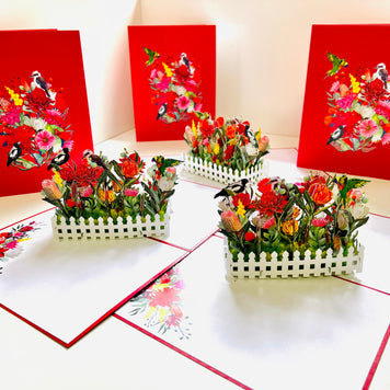 Gorgeous Australian Native Garden & Birds Origami Pop Cards 3D Pop Up Greeting Card Celebrate Happy Birthday Thank You Handmade Best Wishes Gift Thinking of You Blank Card for Any Occasion Happy Mother's Day Happy Father's Day Australiana