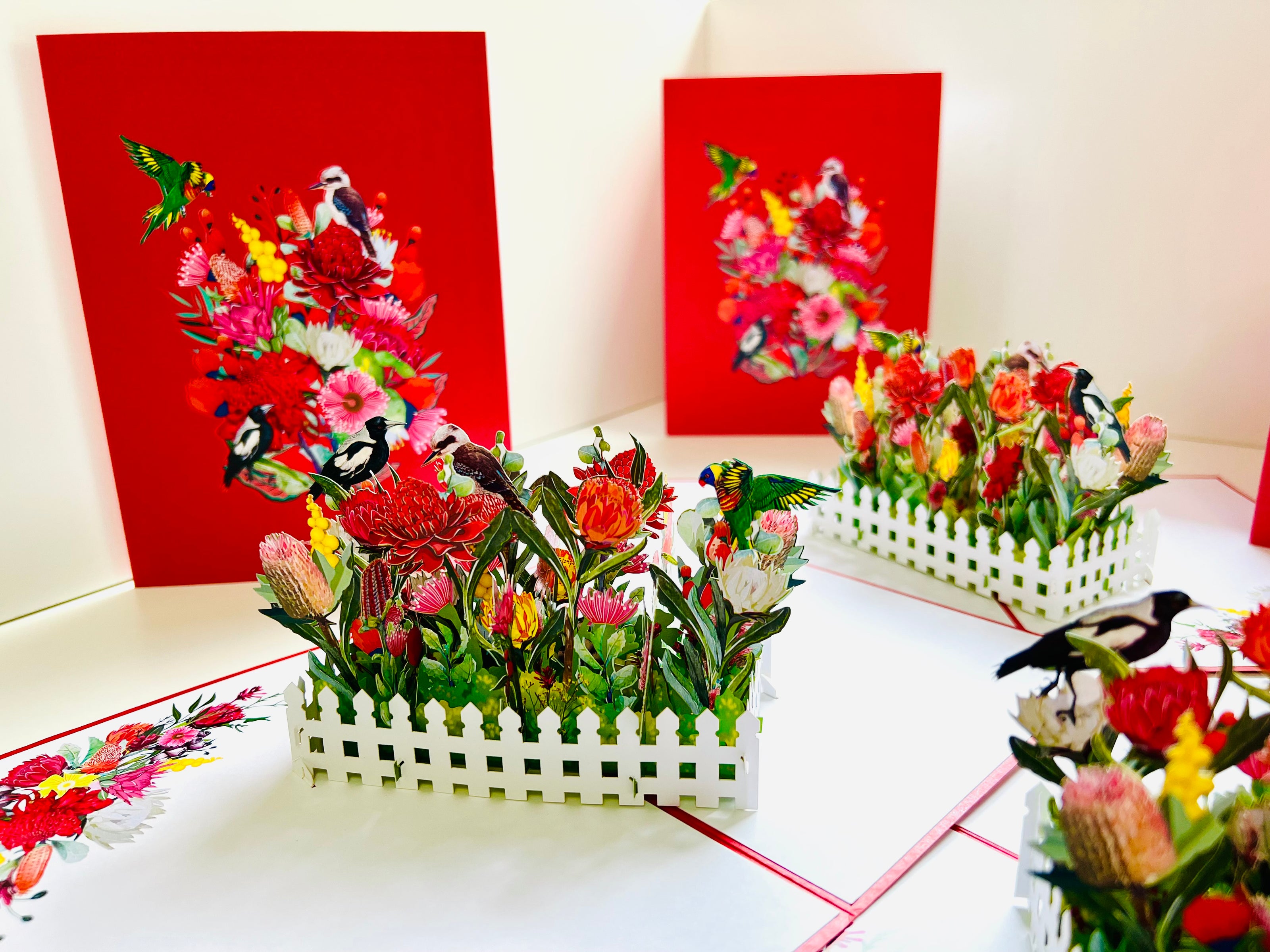Gorgeous Australian Native Garden & Birds Origami Pop Cards 3D Pop Up Greeting Card Celebrate Happy Birthday Thank You Handmade Best Wishes Gift Thinking of You Blank Card for Any Occasion Happy Mother's Day Happy Father's Day Australiana